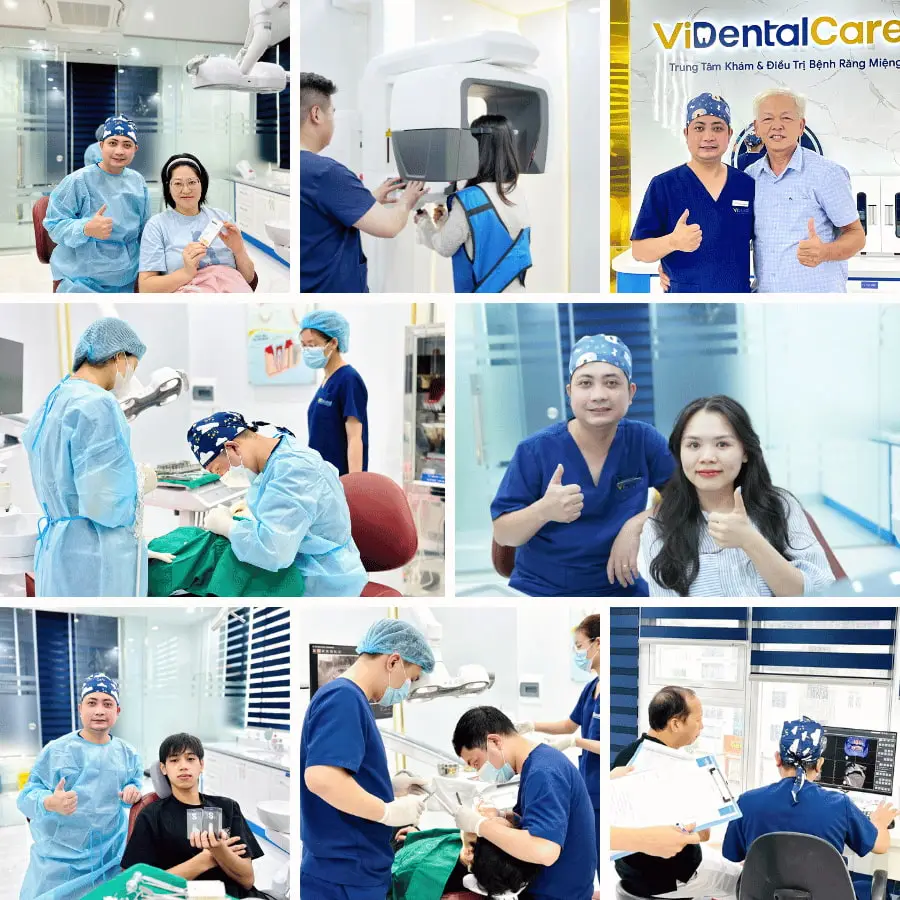Bác sĩ Quang Anh trong quá trình phục hình răng cho các khách hàng